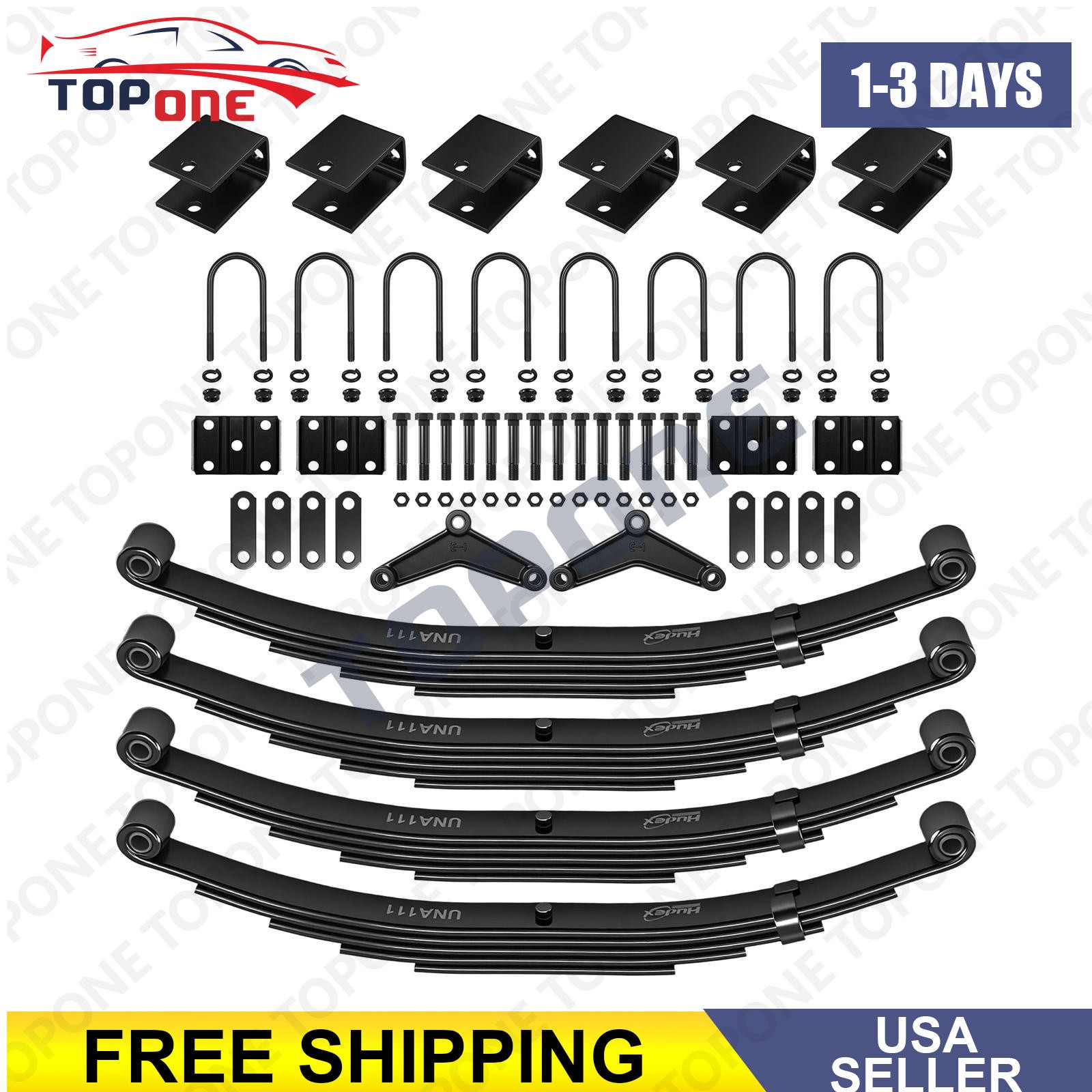 For 6000lb 6K Tandem Trailer Axle Suspension 5 Leaf Springs U-bolt + Hanger Kit