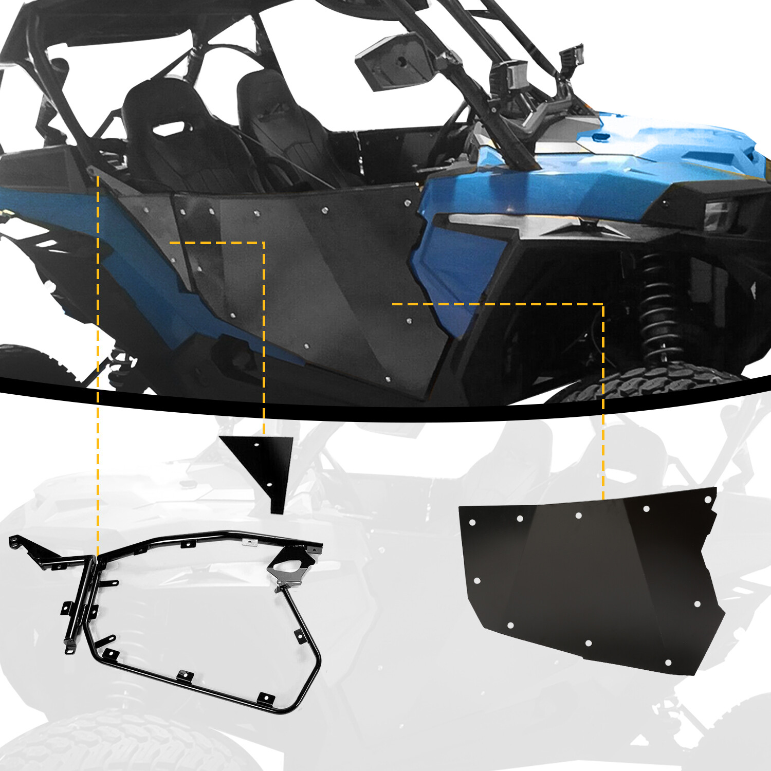 UTV Full Aluminum Doors For 2014-2022 Polaris RZR XP Turbo/S XP 1000 2 Seats