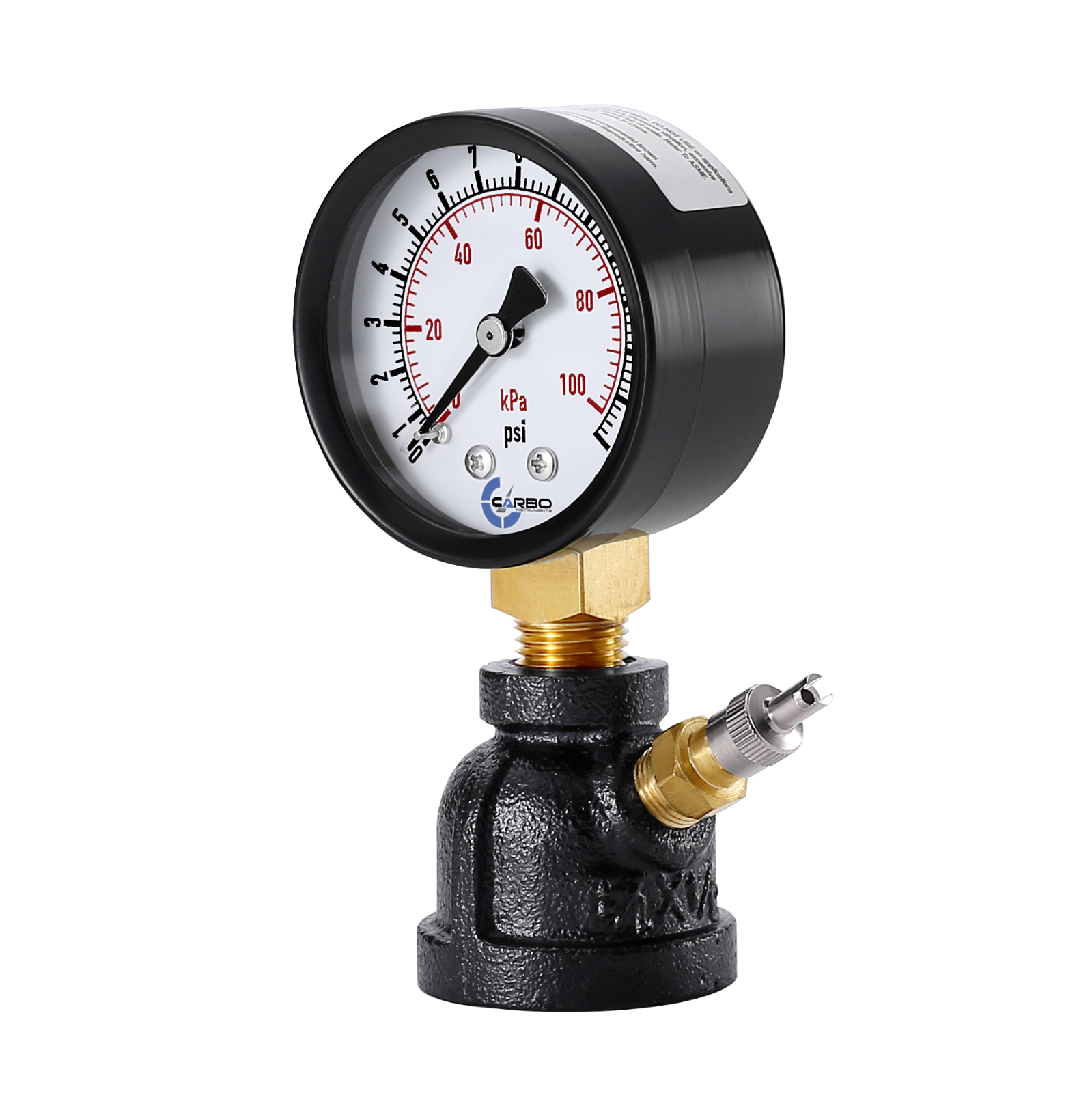 Gas Test Pressure Gauge 60 Pound, 60 PSI/400 kPa 3/4” FNPT Steel Bell Shape Body