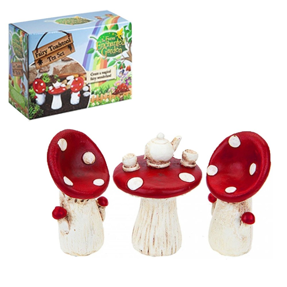 The Fairies Enchanted Garden Range - Toadstool Table and Chairs Tea Set