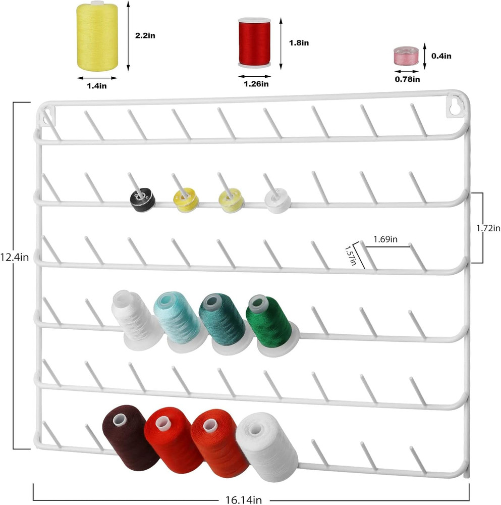 YBING Thread Holder Wall 54-Spool Sewing Thread Rack Wall Mount Embroidery Threa