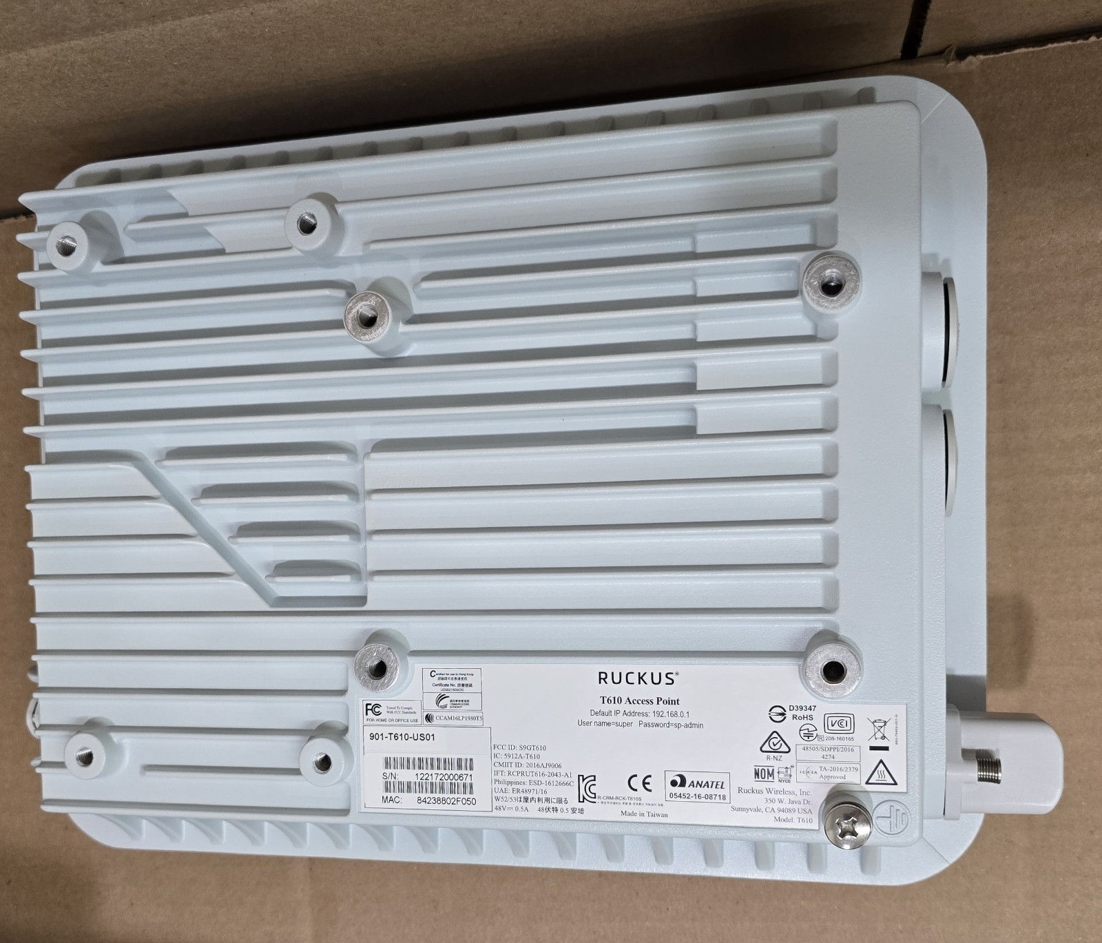 Brand New Ruckus T610 2.4GHx/5GHz Outdoor Access Point 4x4:4 901-T610-US01