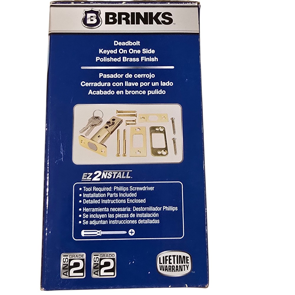 Brinks Polished Brass Single Cylinder Deadbolt Adjustable High Security Lock