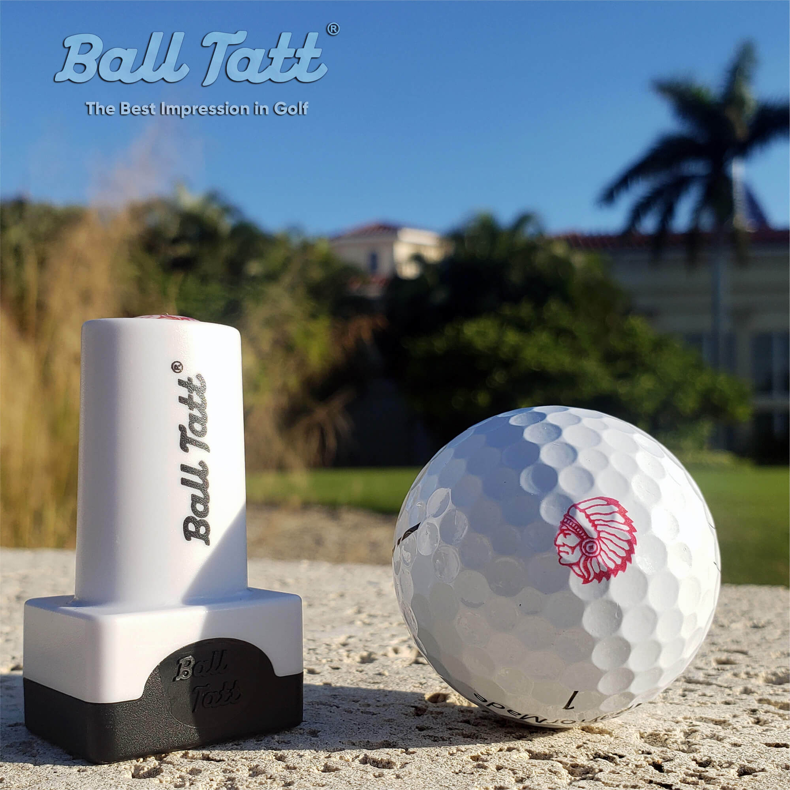 Ball Tatt - Indian Chief Golf Ball Stamp Marker Fast-Dry Self-Inking Ball Stamp