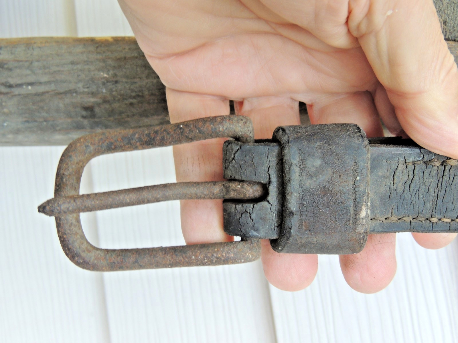 Antique Prosthetic Peg Leg Civil War Era 1860's w/ Leather Straps, 38" Tall