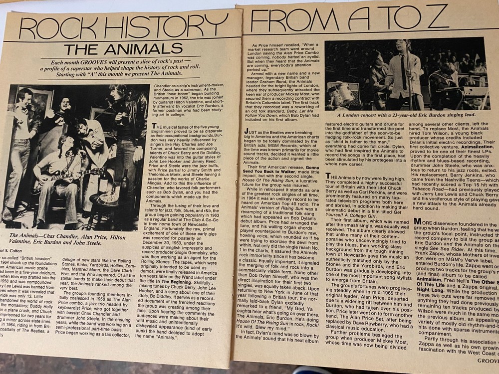 The Animals, Eric Burdon, Two Page Vintage Clipping