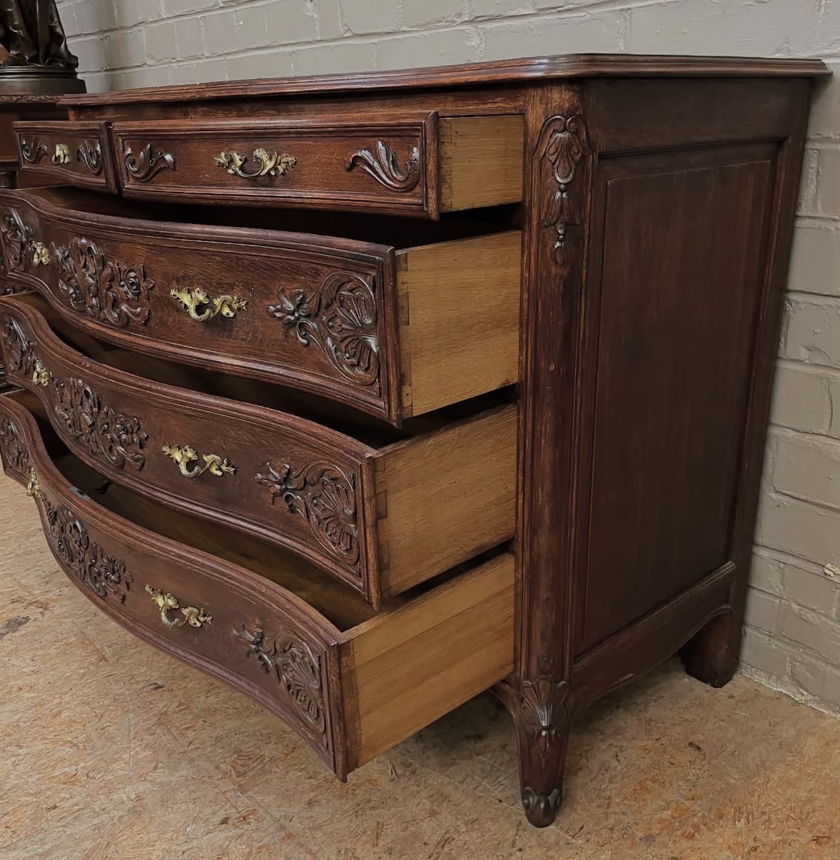 ARRIVES JUN 2025: Antique French Louis XV Style Chest of Drawers Oak Dresser