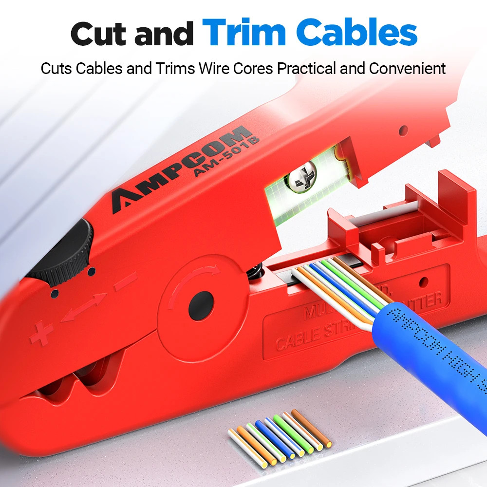 AMPCOM Wire Stripper Ethernet Cable Cutter Tool CAT5-CAT7 Round Cable Stripping