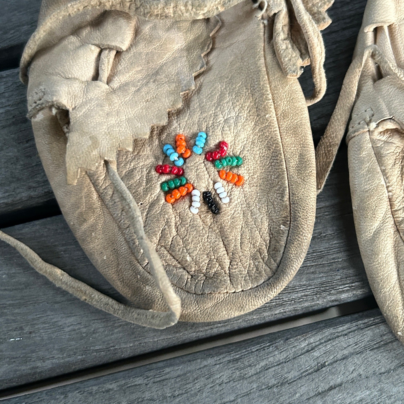 Vintage Native America Leather and Beadwork Toddler Moccasins