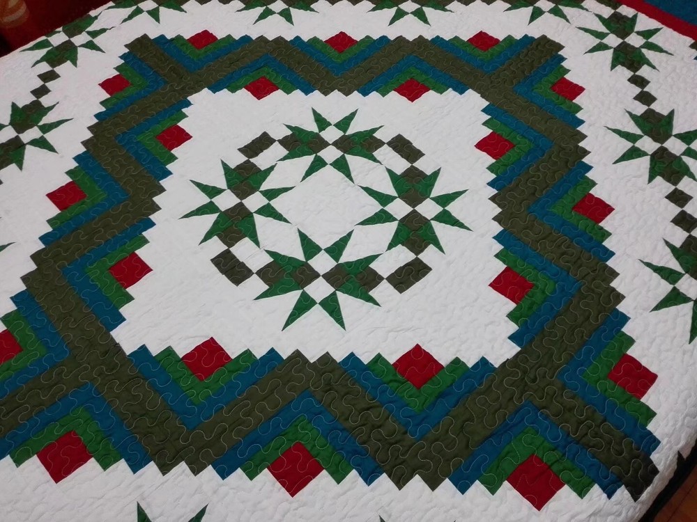 Queen Size Star Patchwork Quilt #J-98
