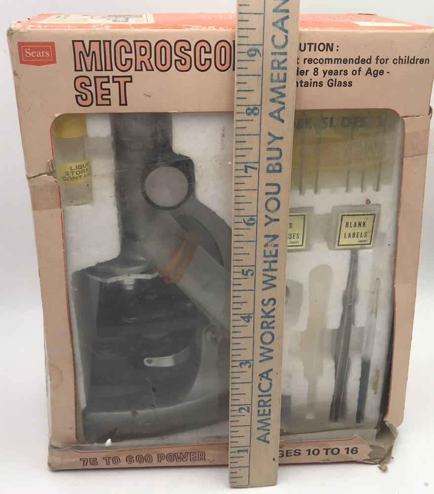 Vintage SEARS ROEBUCK Microscope Set 75 to 600 Power Microscope Set