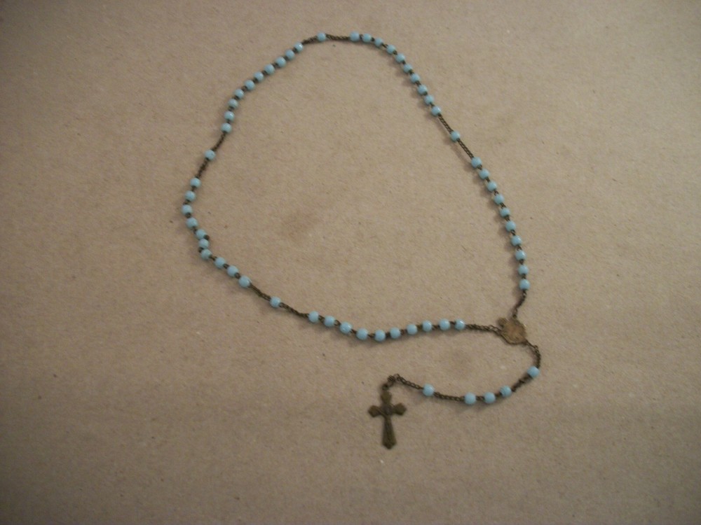 Vintage 13.5" Light Blue Plastic Rosary Prayer Beads