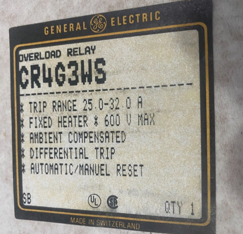 General Electric CR4G3WS Overload relay