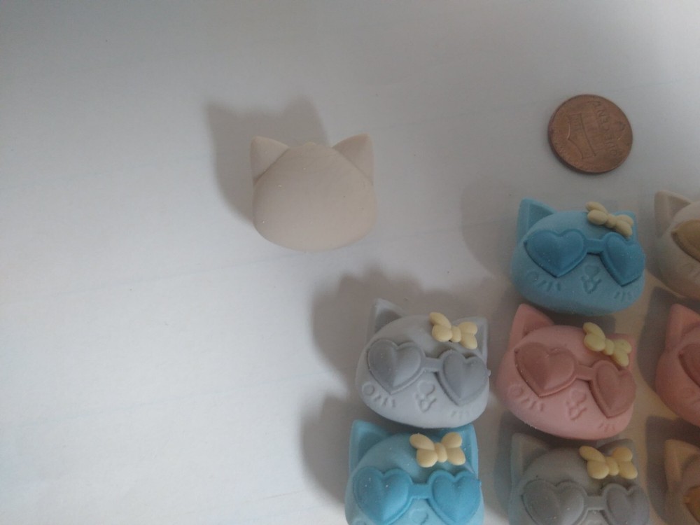 12 Multicolored kitty erasers for kids Cat