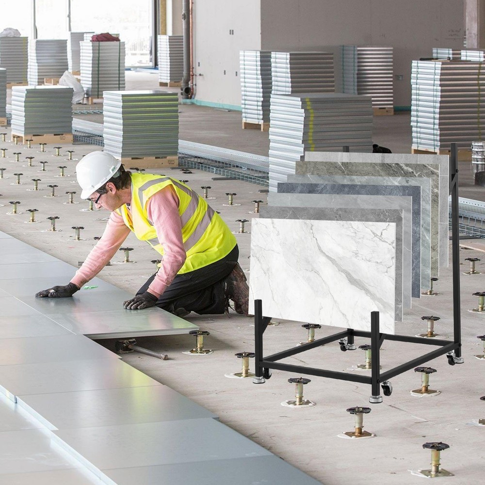 12-Tier Tile Display Rack Tile Display Stand w/ Wheels Rolling Tile Storage Rack