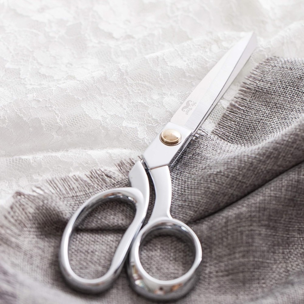 Ultra-Sharp 8-Inch Metal Scissors with Leather Handle for Effortless Cutting