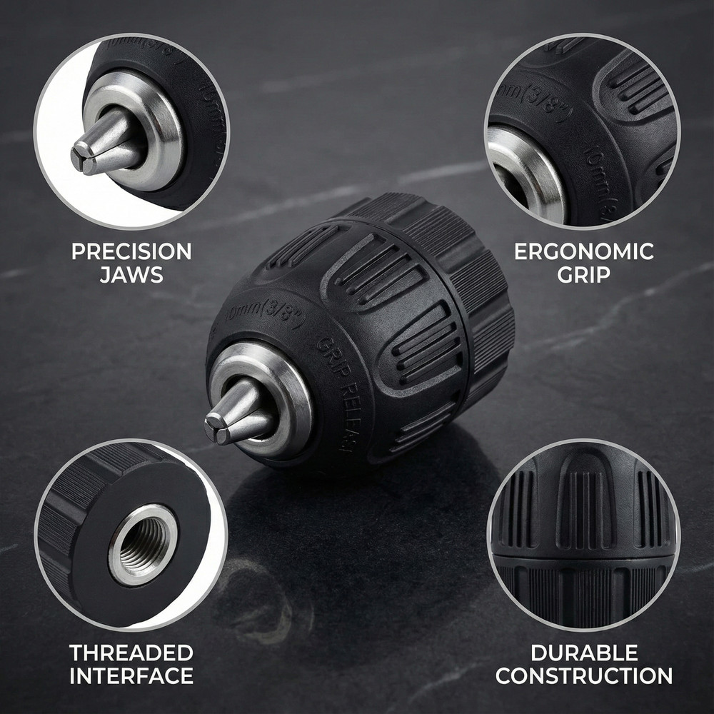 Universal Keyless Drill Chuck 3/8 Inch 10mm Self Locking Converter Driver Bit