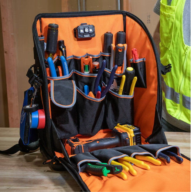 Klein Tools Tradesman Pro Tool Station Tool Bag Backpack, 27 Pockets