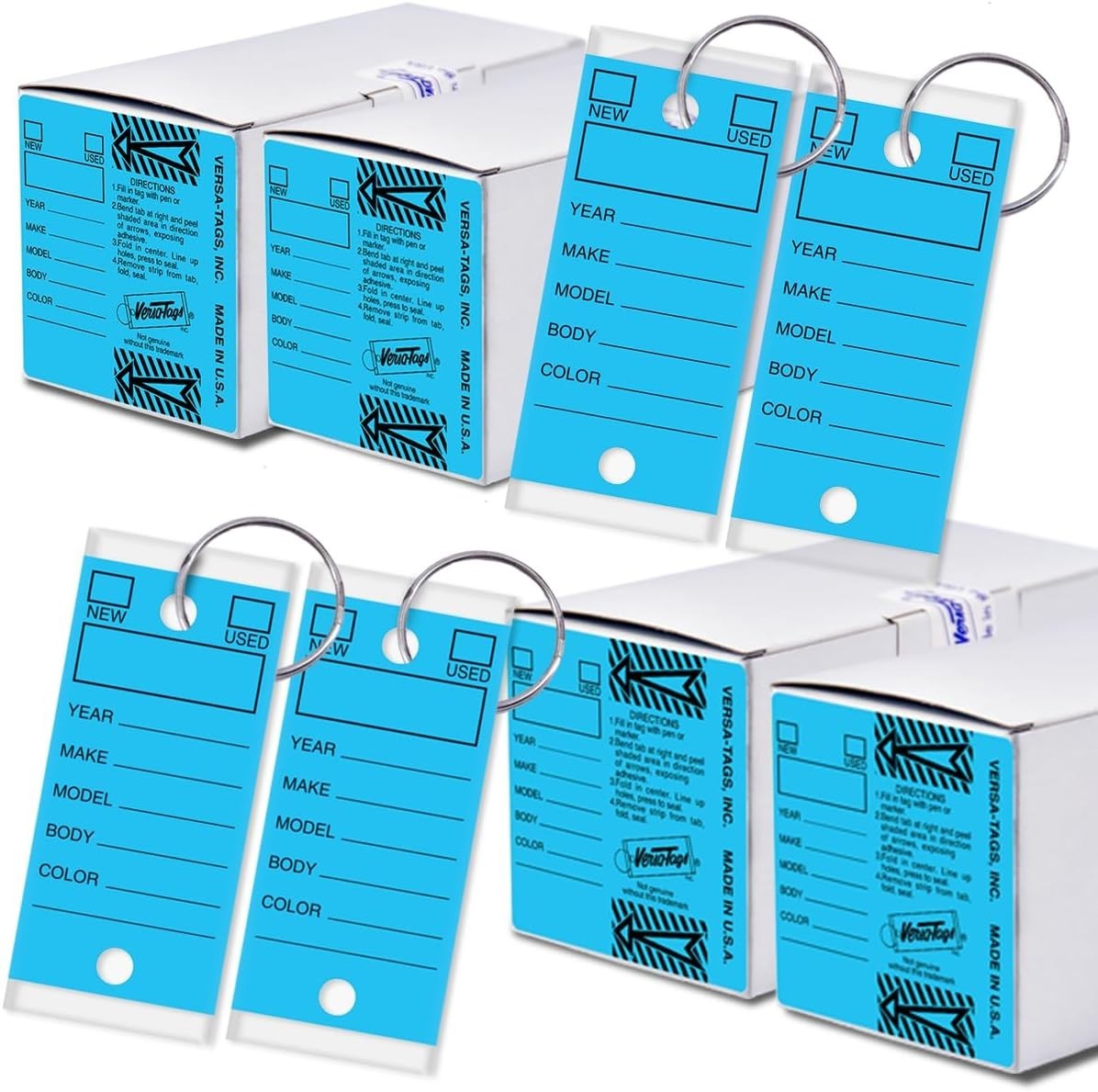 Versa-Tags Car Dealer 1000 Key Tags Self Laminating With Metal Rings