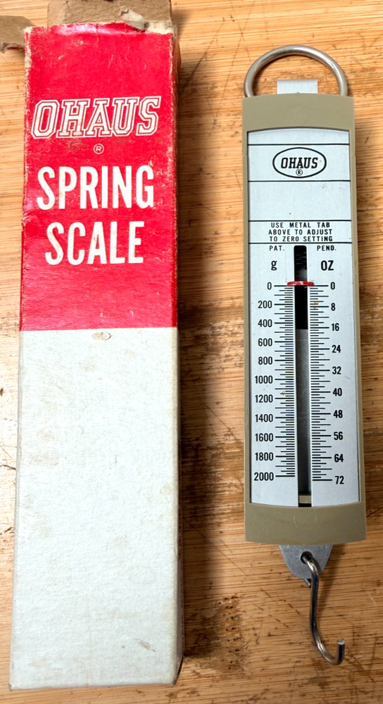 OHAUS Spring Scale up to 2000g 72oz 8004 USA Pull Tool NIB