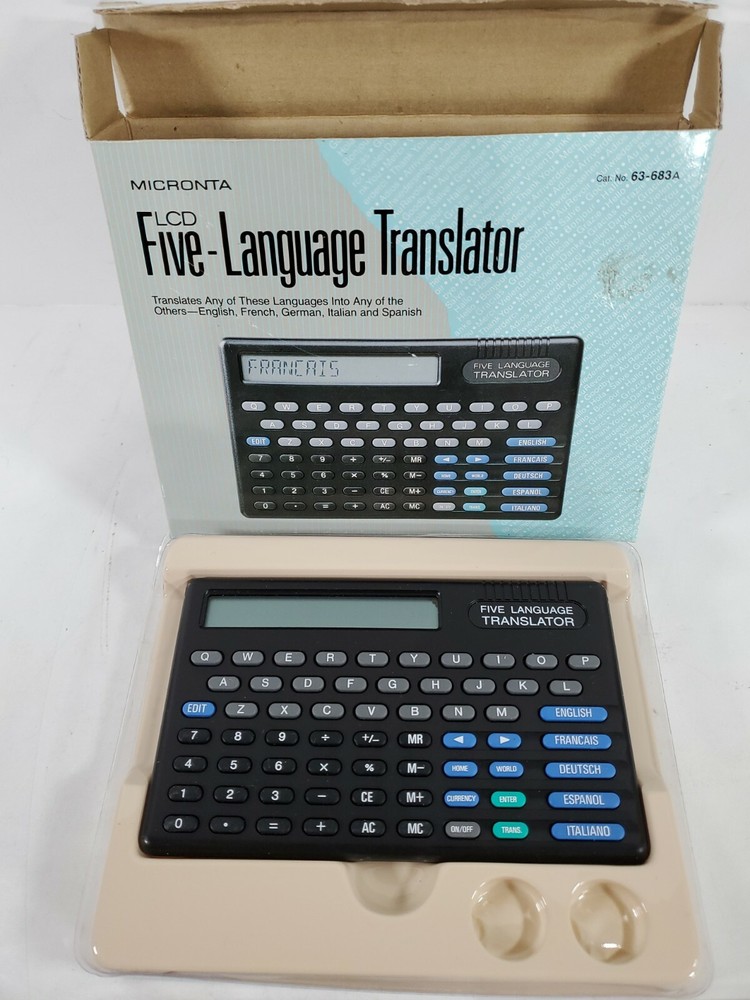 Micronta LCD Five Language Translator In Box Vintage 90s EUC 63-683A