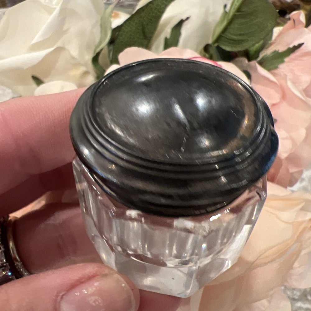 Sterling Silver Trinket Box Glass Victorian 925 Vanity Box Pull Box