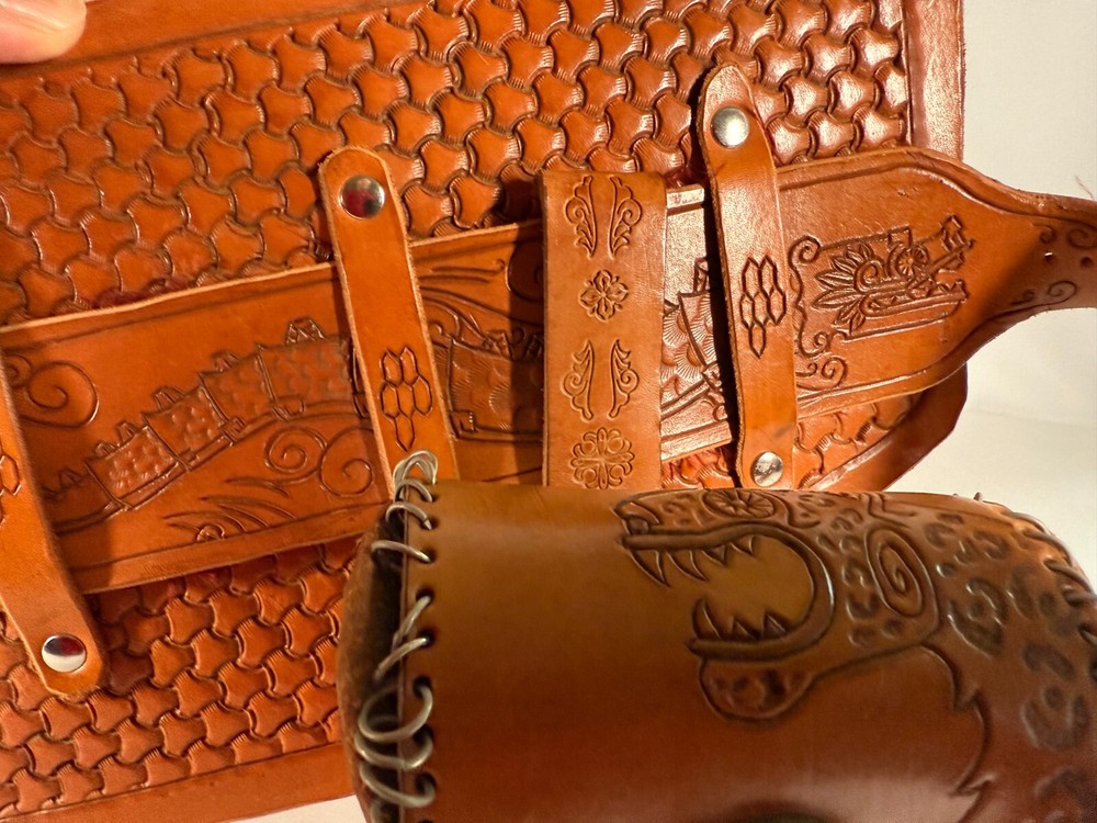 Leather Steampunk Handcrafted Belt with Attached Pouch and Compass