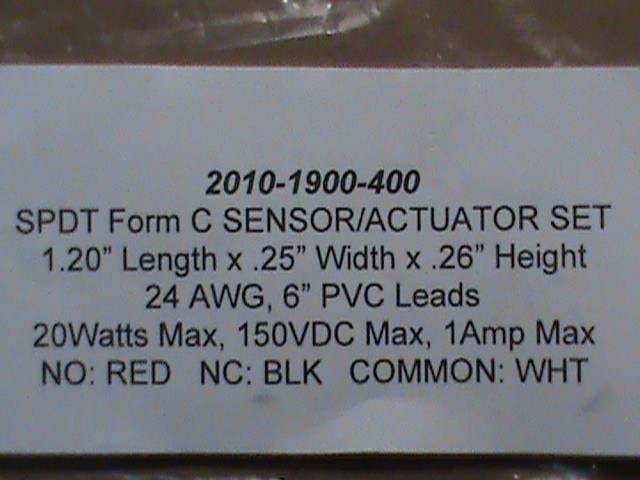 REED 2010-1900-400 SPDT FORM "C" SENSOR/ACTUATOR SET