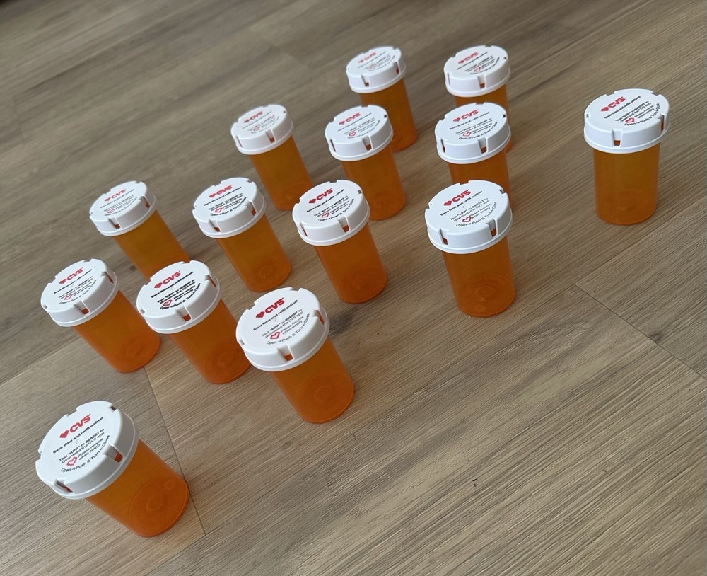 14 Rx Empty Pill Bottles For Storage Or Crafts