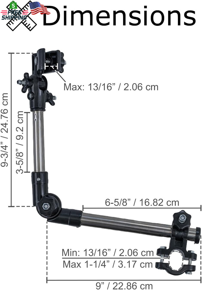 Alveytech Universal Grip Umbrella Holder - 360° Angle Adjustable Attachment Clam