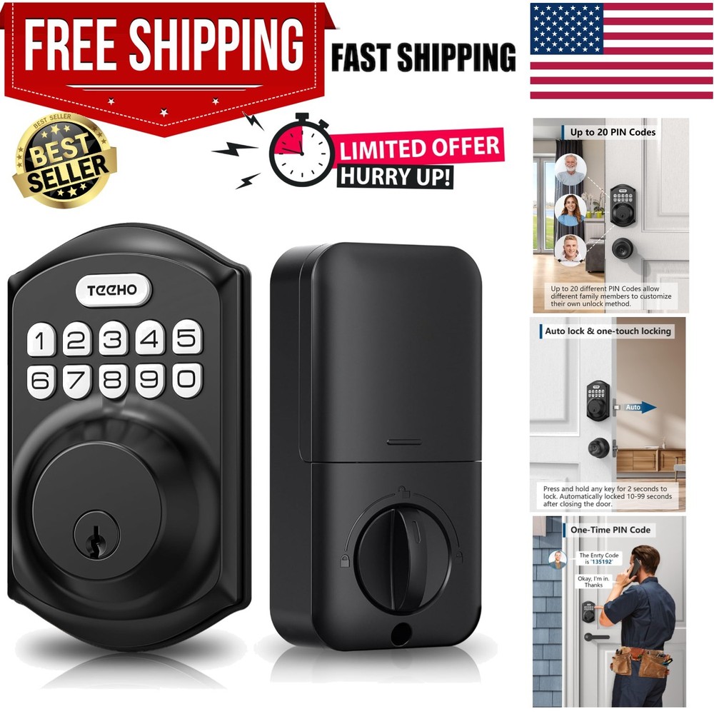 Ultimate Smart Deadbolt Lock - Keypad Entry, Auto Lock, Easy Setup, Black Finish