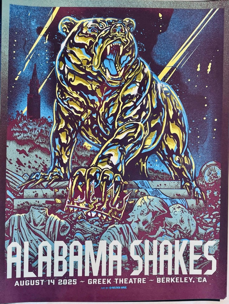 2025 Alabama Shakes Poster – Munk One –Artist COLOR Variant – Berkeley CA –18x24
