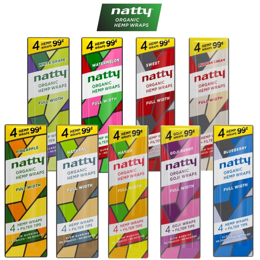 Natty Full Width Wraps 30 Packs Per Box 4 Wraps Per Pack (Assorted Flavors)
