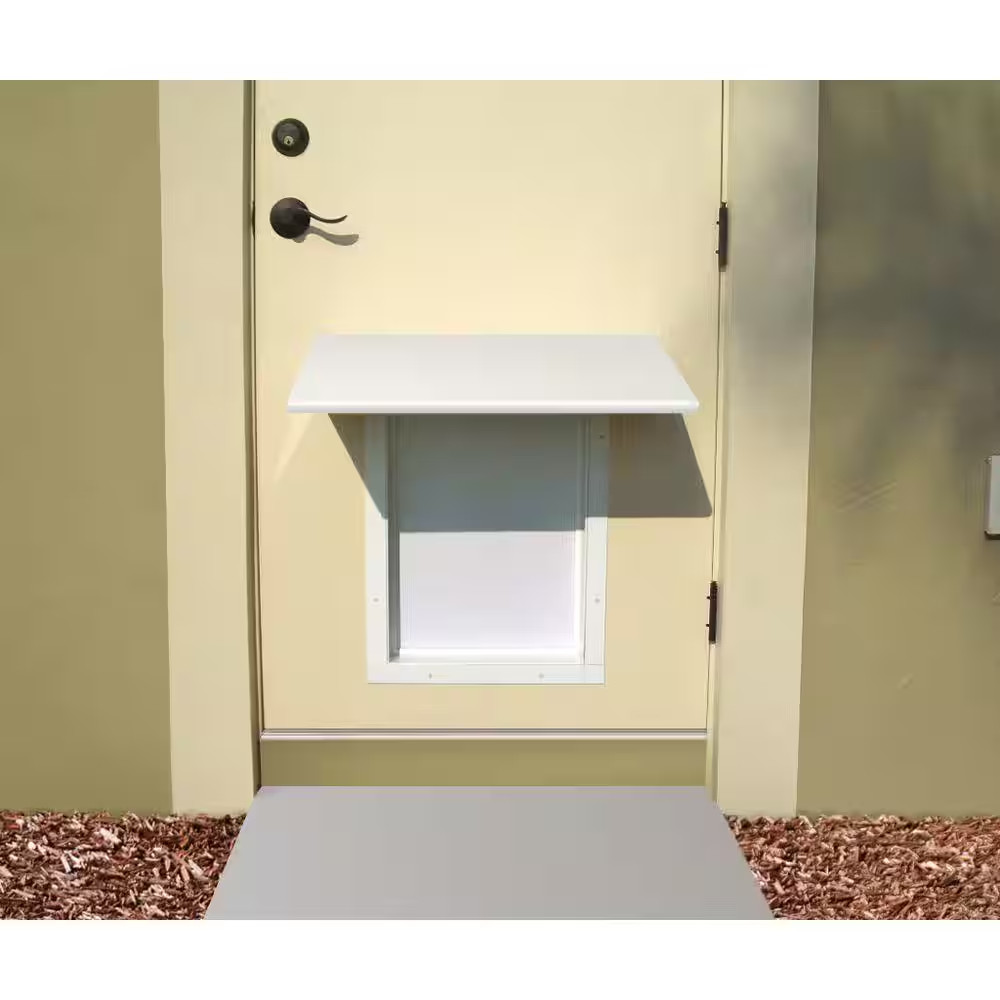 White Universal Pet Door Awning