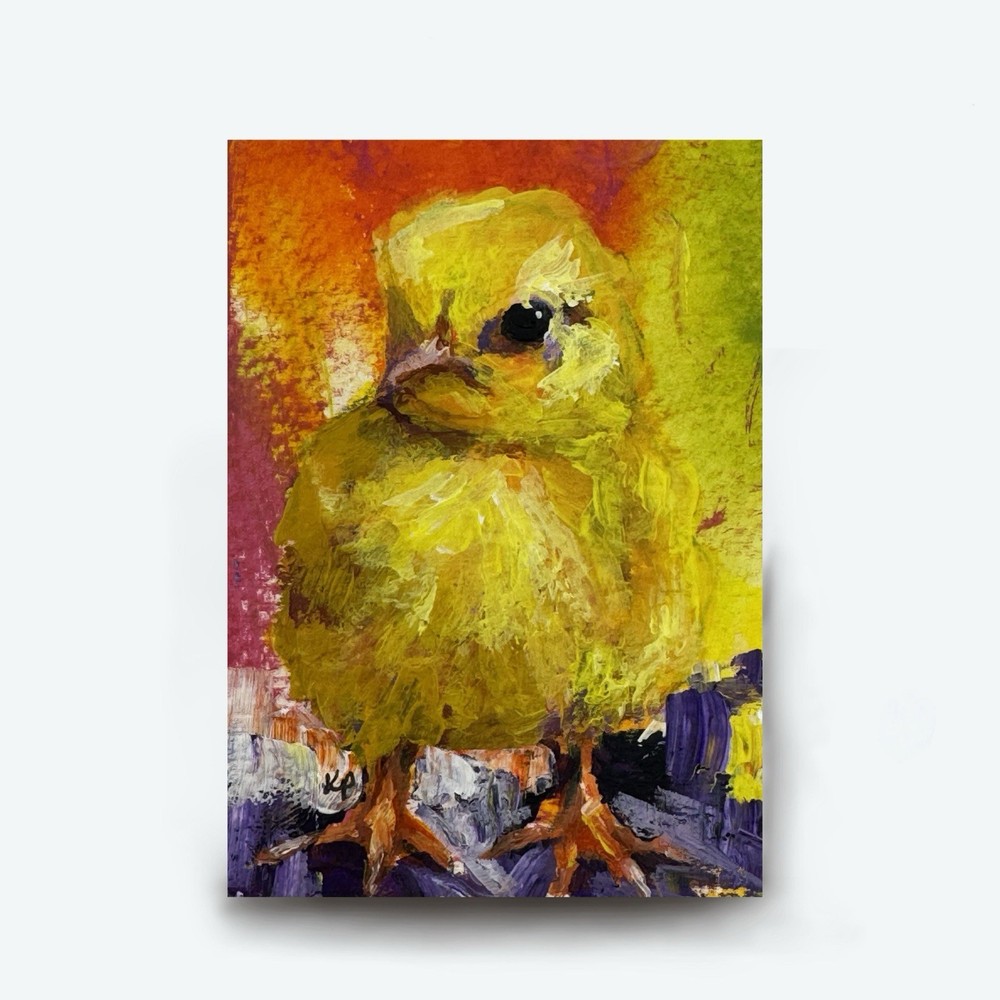 ACEO Ltd Edition Print /8 Miniature Art Card Spring Chicks Animals Nature Easter