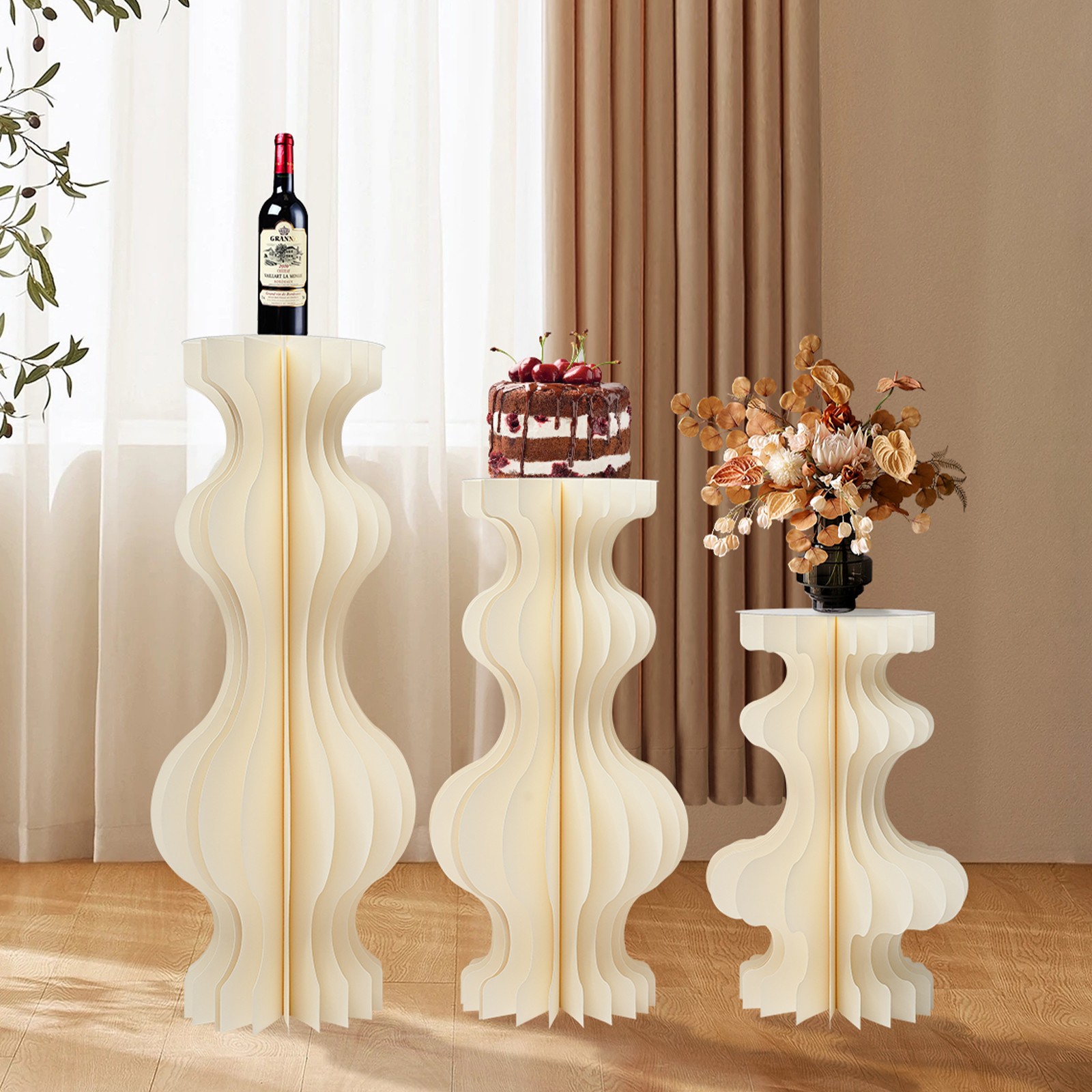 3pcs Foldable Cardboard Centerpiece Display Vase-shape Display for Wedding Party