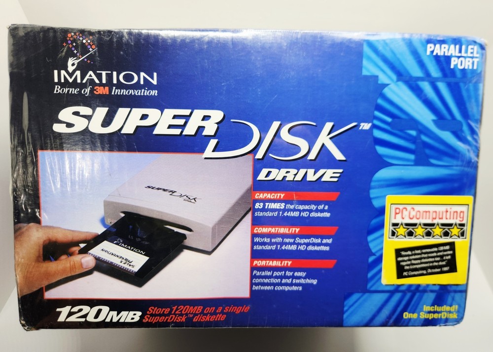 Imation Super Disk™ 120MB Drive Parallel Port for Windows New Sealed