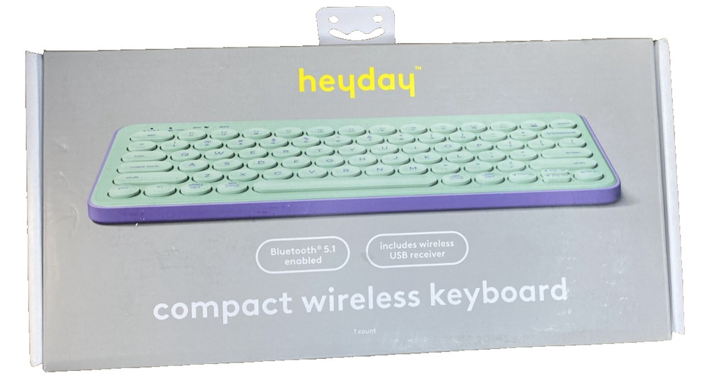 HeyDay 60% Wireless Keyboard - Light Teal Bluetooth & USB Wireless Receiver NEW!