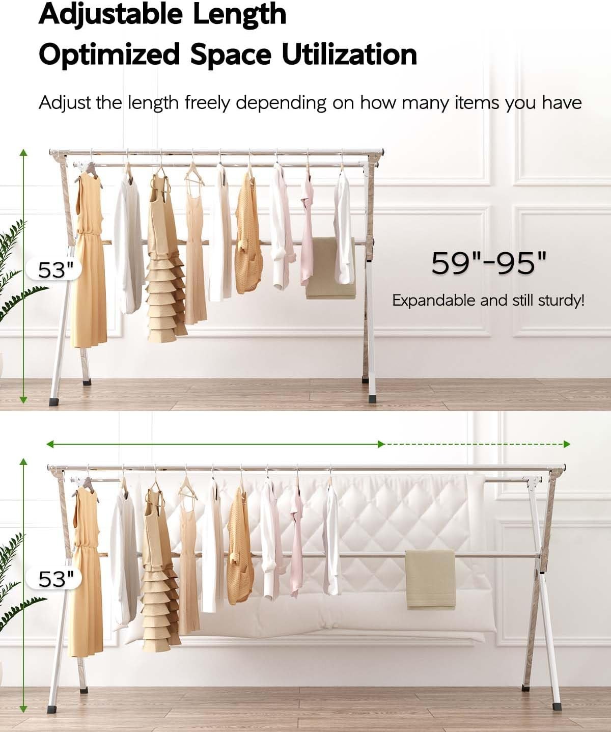 Clothes Drying Rack 95 Inches Folding Outdoor Indoor, Drying Rack Clothing