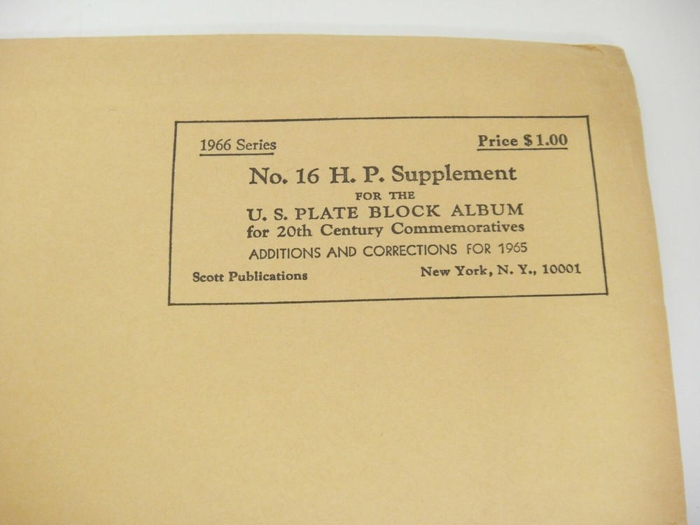 Scott 1965 U.S. Plate Block Supplement #16 Commemoratives