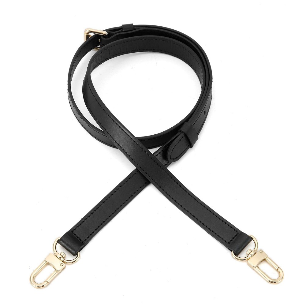 Solid Black Leather Cross Body Strap for Pochetteblack strap