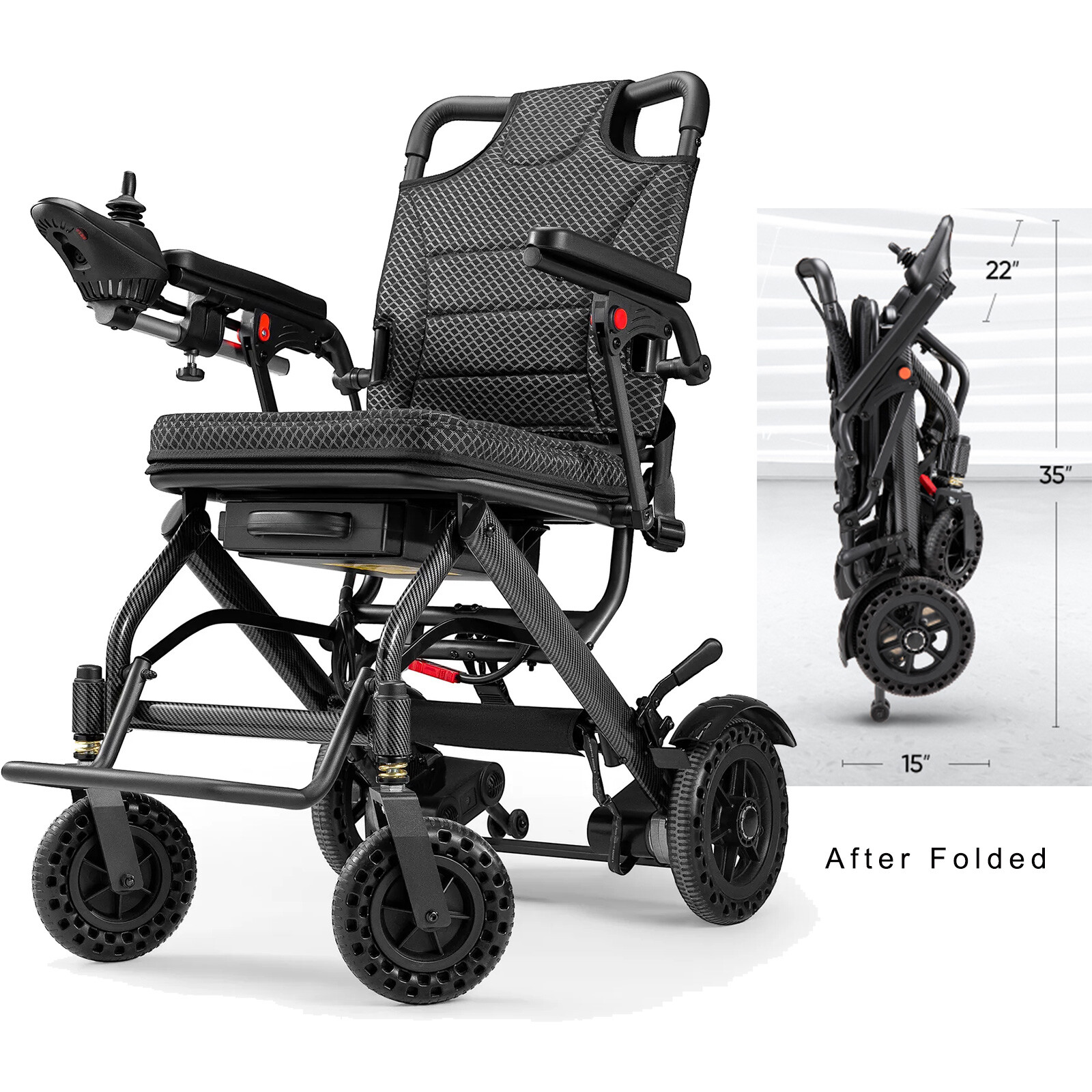 Foldable Electric Wheelchairs Intelligent Lightweight For Airline Seniors Adults