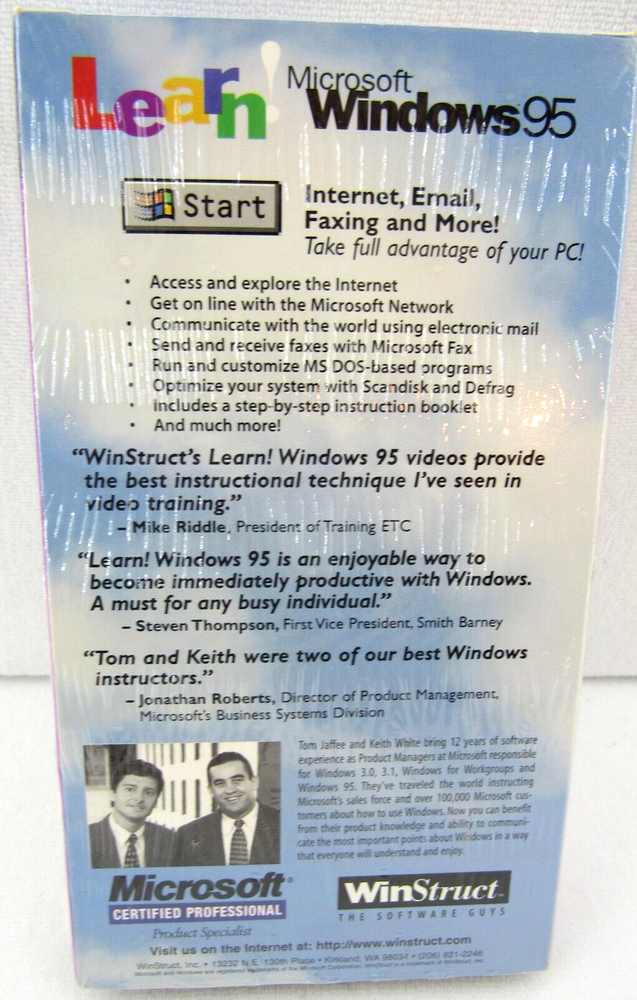 Learn Microsoft Windows 95 VHS by WinStruct ~ Internet Email Fax NEW!