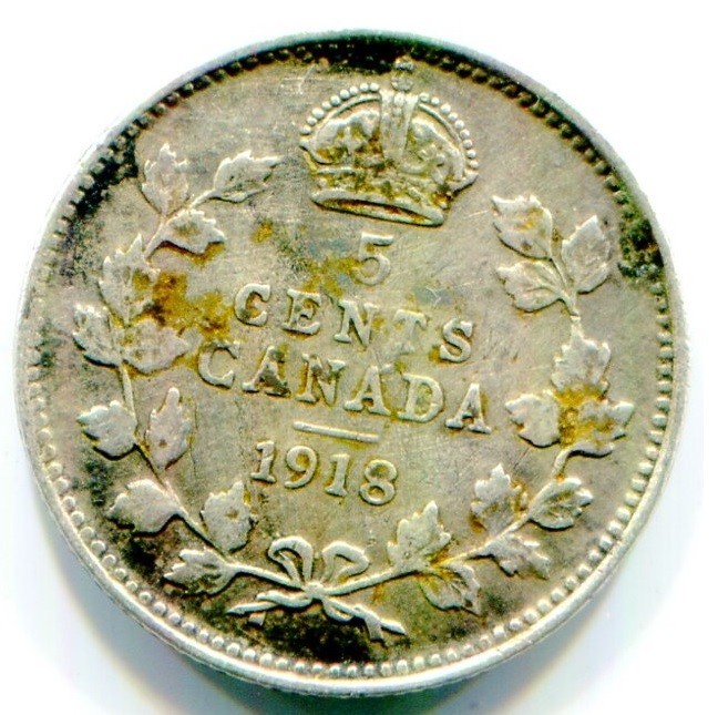 1918 Canada Silver Five Cent  / 5 Cent !!