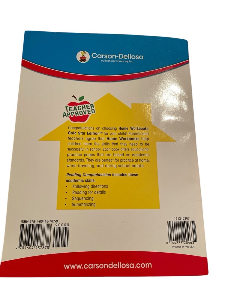 Carson Delosa Reading Comprehension practice, workbook for first graders