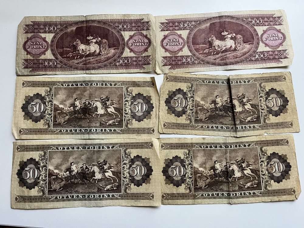 Authentic Circulated 50 and 100 Hungarian Forint Notes
