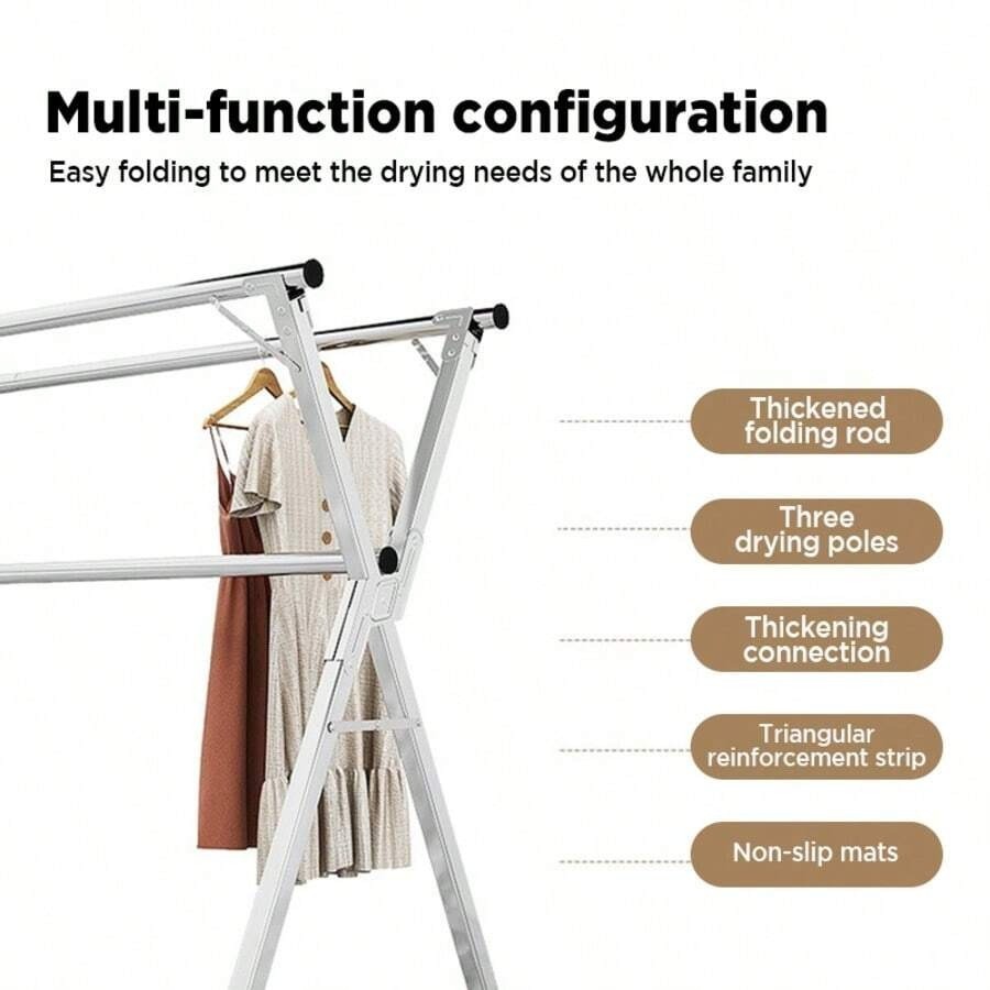 Joybos 78.7" Foldable Stainless Steel Clothes Drying Rack Silver