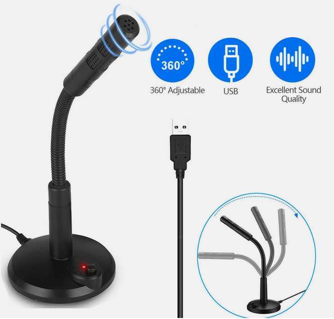 2025 USB Computer Mini Condenser Microphone Stand Recording Mic For PC Desktop
