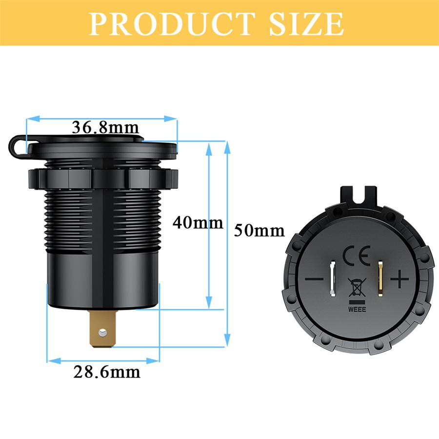 Dual USB Charger Socket Phone Fast Charging With Voltmeter & Switch Waterproof