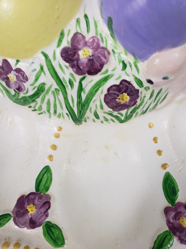 Vintage Deviled Egg Spring Easter Bunnies Flowers Plate Platter Ceramic